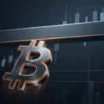 Bitcoin approaching a key resistance zone in a dark financial market setting
