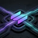 Abstract visualization of Solana blockchain network activity expanding through luminous digital transaction pathways