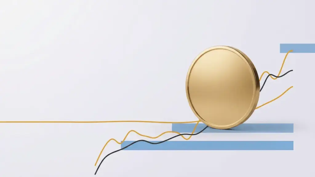 Goldene Bitcoin-Münze über einer langfristigen Trendlinie mit markiertem Wochenschluss