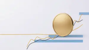 Bitcoin Ueber Langfristlinie Wochenschluss Entscheidet Goldene Bitcoin-Münze über einer langfristigen Trendlinie mit markiertem Wochenschluss