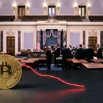 Bitcoin vor dem US-Kapitol unter dem Eindruck einer gescheiterten Senatsabstimmung zum CLARITY Act