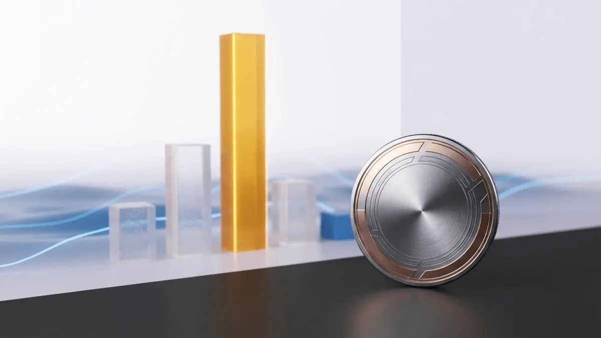 Abstrakte Umsatzrangliste mit führendem Krypto-Projekt und goldenem Marktchart