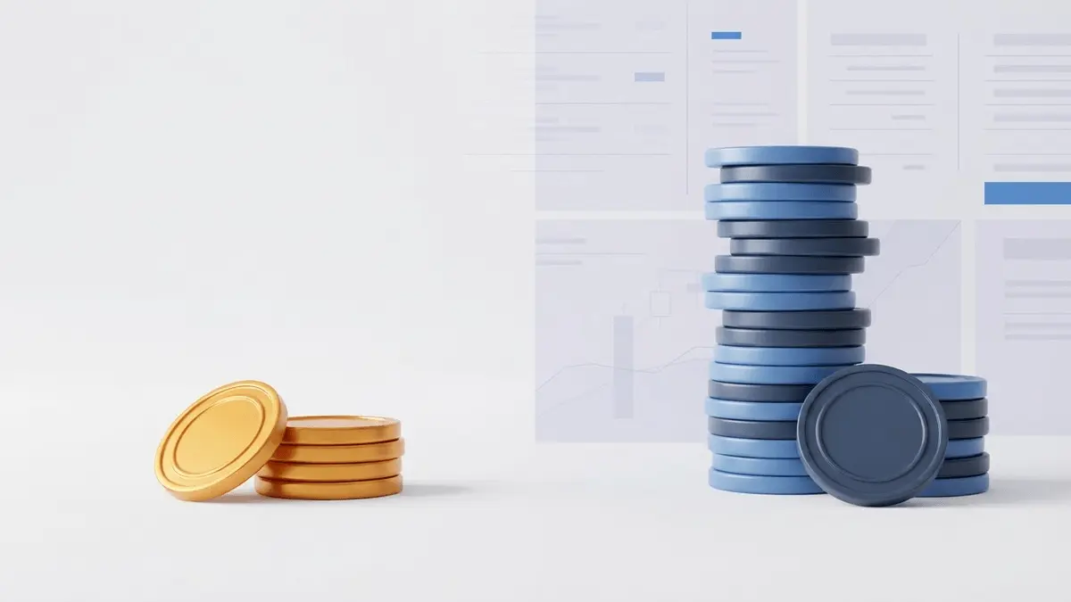 Vergleich eines kleinen neuen Stablecoin-Starts mit dem deutlich größeren Volumen eines etablierten Tokens