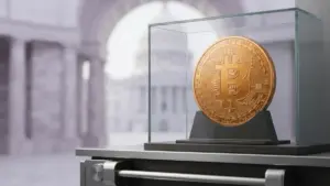 Us Gesetzentwurf Bitcoin Bestaende 20 Jahre Schuetzen Bitcoin in a secure institutional vault symbolizing long-term protection of US government reserves